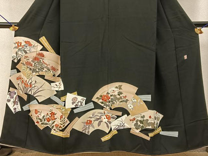 平和屋着物■豪華黒留袖　作家物　地紙花文　金彩　正絹　逸品　BAAY3547hj
