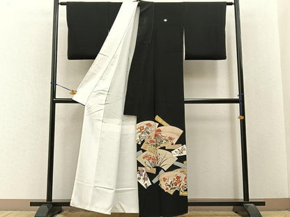 平和屋着物■豪華黒留袖　作家物　地紙花文　金彩　正絹　逸品　BAAY3547hj