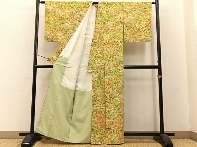 平和屋着物■上質な小紋　紬地　草花文　正絹　逸品　未使用　BAAY3548hj
