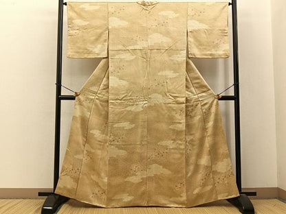 平和屋着物■上質な小紋　雲重ね草花文　正絹　逸品　BAAY3550hj