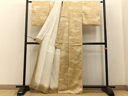 平和屋着物■上質な小紋　雲重ね草花文　正絹　逸品　BAAY3550hj