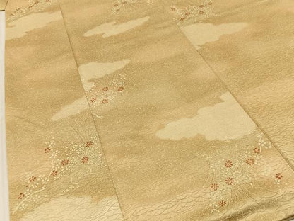 平和屋着物■上質な小紋　雲重ね草花文　正絹　逸品　BAAY3550hj