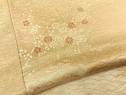 平和屋着物■上質な小紋　雲重ね草花文　正絹　逸品　BAAY3550hj