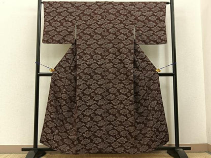 平和屋着物■上質なお召　花尽くし　正絹　逸品　BAAY3558hj