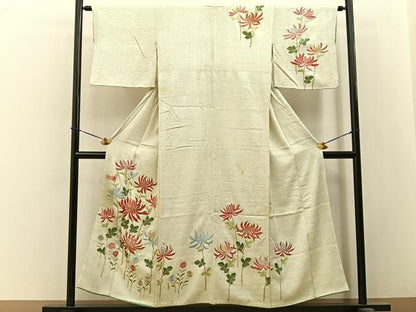 平和屋着物■訪問着　総絞り　刺繍　乱菊　金銀糸　正絹　逸品　BAAY3562hj