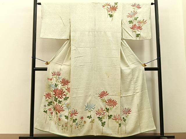 平和屋着物■訪問着　総絞り　刺繍　乱菊　金銀糸　正絹　逸品　BAAY3562hj