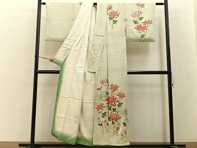 平和屋着物■訪問着　総絞り　刺繍　乱菊　金銀糸　正絹　逸品　BAAY3562hj