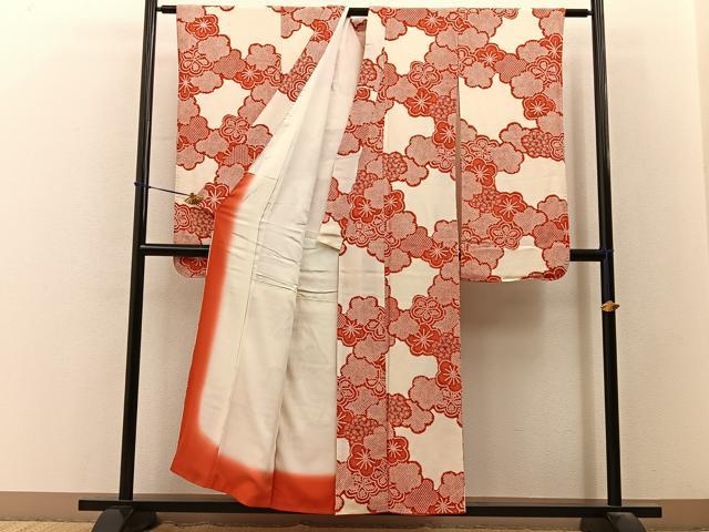 平和屋着物■豪華振袖　鹿の子梅文　鬼しぼ縮緬　正絹　逸品　BAAY3564hj