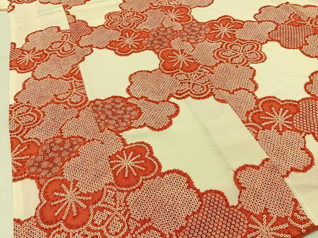平和屋着物■豪華振袖　鹿の子梅文　鬼しぼ縮緬　正絹　逸品　BAAY3564hj