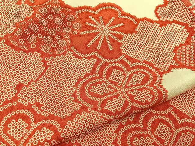 平和屋着物■豪華振袖　鹿の子梅文　鬼しぼ縮緬　正絹　逸品　BAAY3564hj