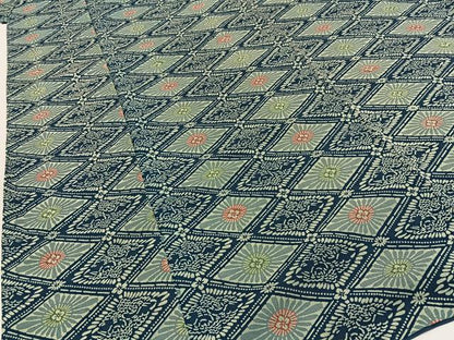 平和屋着物■上質な小紋　型染め　双鶴花菱文　お召縮緬　正絹　逸品　BAAY3565hj
