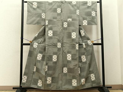 平和屋着物■上質な紬　絣文様　正絹　逸品　BAAY3568hj