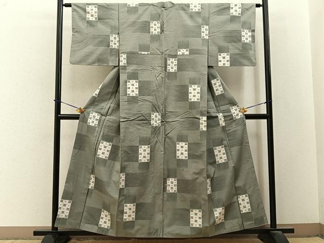 平和屋着物■上質な紬　絣文様　正絹　逸品　BAAY3568hj