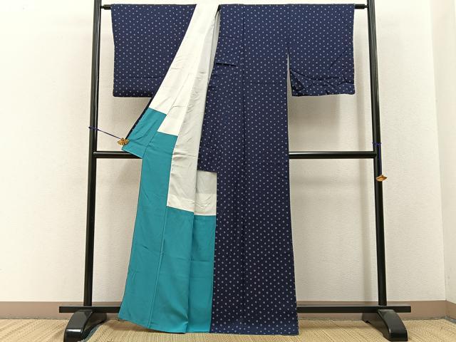 平和屋着物■上質な小紋　絞り　毘沙門亀甲地紋　正絹　逸品　BAAY3570hj