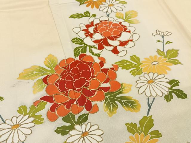 平和屋着物■訪問着　駒刺繍　菊　暈し染め　金彩　正絹　逸品　BAAY3571hj