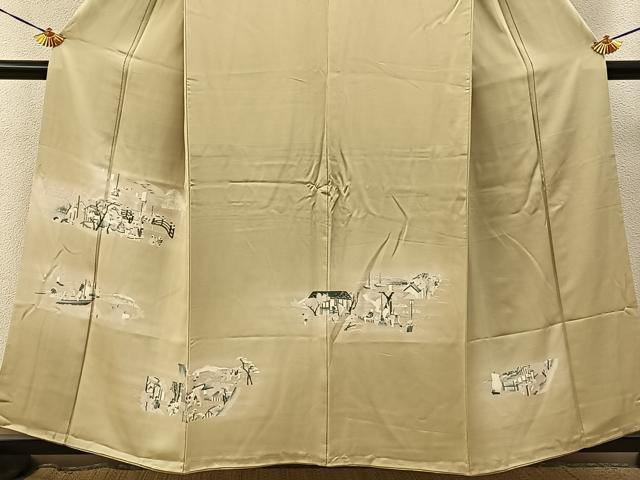 平和屋着物■訪問着　刺繍　人物風景文　暈し染め　正絹　逸品　BAAY3572hj