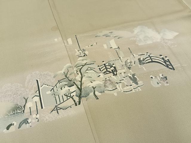 平和屋着物■訪問着　刺繍　人物風景文　暈し染め　正絹　逸品　BAAY3572hj