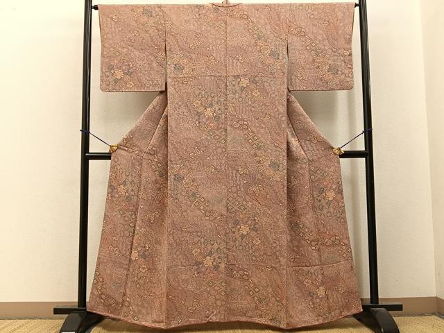 平和屋着物■上質な小紋　辻が花　鬼しぼ縮緬　正絹　逸品　BAAY3573hj