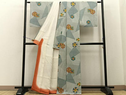 平和屋着物■上質な小紋　花絵皿　正絹　逸品　BAAY3576hj
