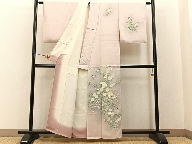 平和屋着物■訪問着　籬草花文　暈し染め　正絹　逸品　BAAY3577hj