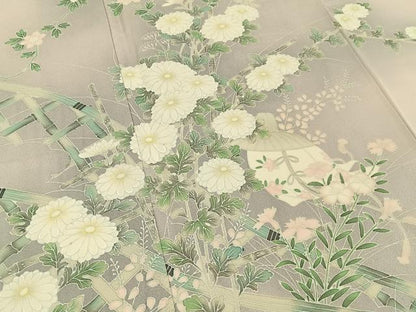 平和屋着物■訪問着　籬草花文　暈し染め　正絹　逸品　BAAY3577hj