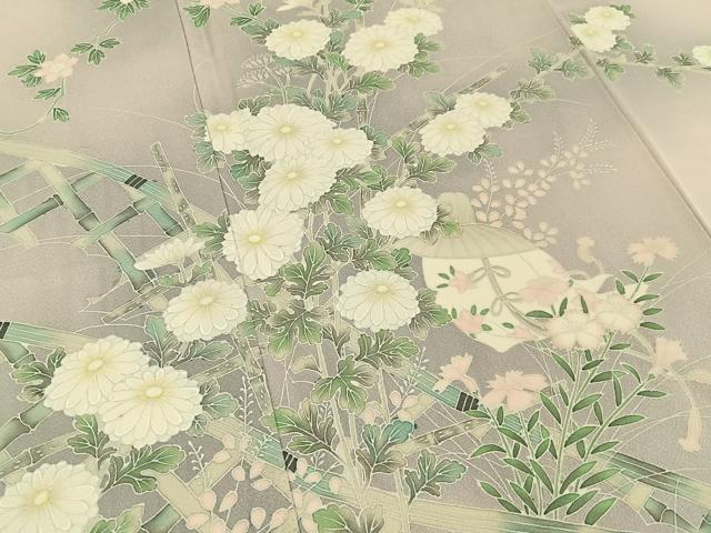平和屋着物■訪問着　籬草花文　暈し染め　正絹　逸品　BAAY3577hj