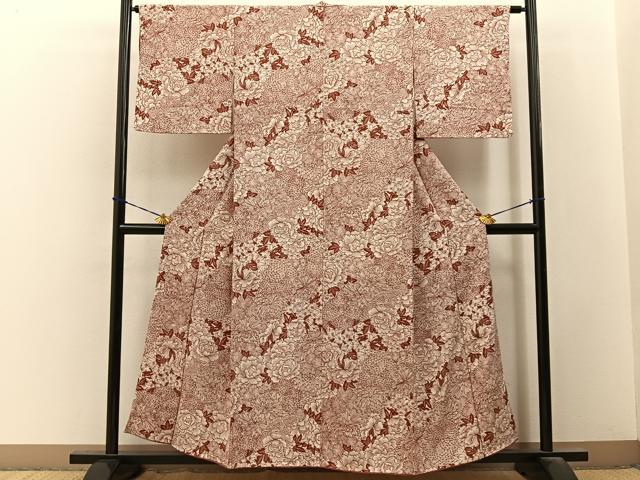 平和屋着物■上質な小紋　花尽くし　正絹　逸品　BAAY3584hj