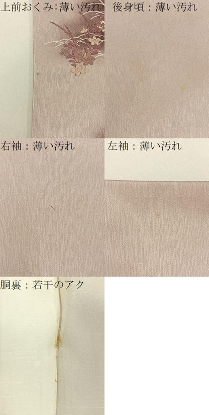 平和屋着物■訪問着　刺繍　流水秋草文　暈し染め　金彩　洗える着物　BAAY3586hj