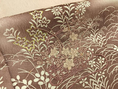 平和屋着物■訪問着　刺繍　流水秋草文　暈し染め　金彩　洗える着物　BAAY3586hj