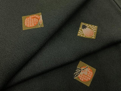 平和屋着物●撫松庵　小紋　成り物　黒地　洗える着物　BAAY3588hj