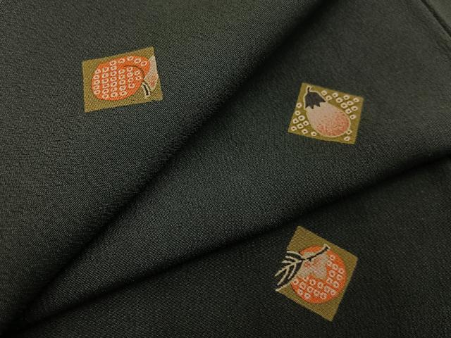 平和屋着物●撫松庵　小紋　成り物　黒地　洗える着物　BAAY3588hj