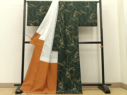 平和屋着物■小紋 草花間道 ロング丈 洗える着物 BAAY3593hj