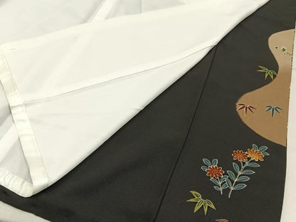 平和屋着物■黒留袖　文箱楽器花文　暈し染め　金彩　洗える着物　BAAY3594hj