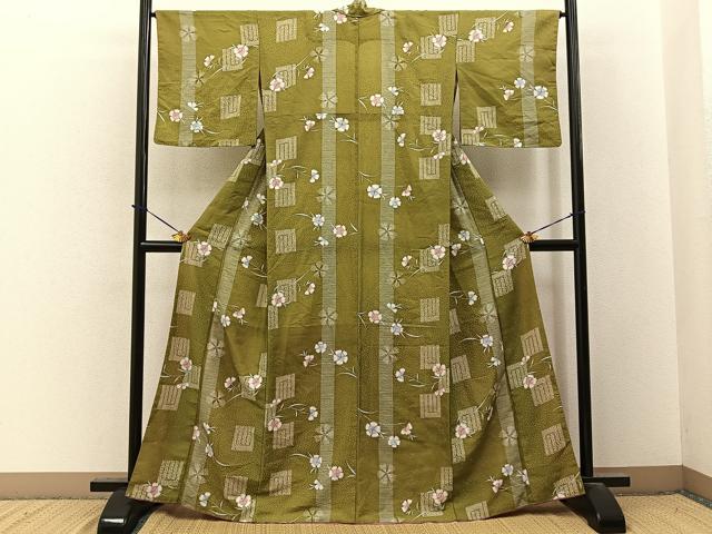 平和屋着物■小紋　胴抜き仕立て　撫子　源氏香　洗える着物　BAAY3596hj