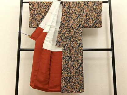 平和屋着物■小紋　草花文　洗える着物　BAAY3598hj