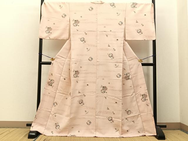 平和屋着物●小紋　花丸文　金彩　ロング丈　洗える着物　BAAY3600hj