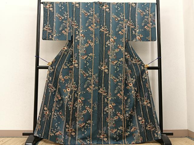 平和屋着物■小紋　鹿の子草花文　暈し染め　金彩　洗える着物　BAAY3603hj