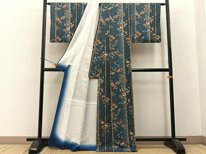 平和屋着物■小紋　鹿の子草花文　暈し染め　金彩　洗える着物　BAAY3603hj