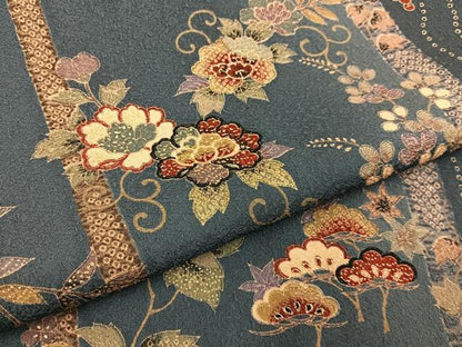 平和屋着物■小紋　鹿の子草花文　暈し染め　金彩　洗える着物　BAAY3603hj