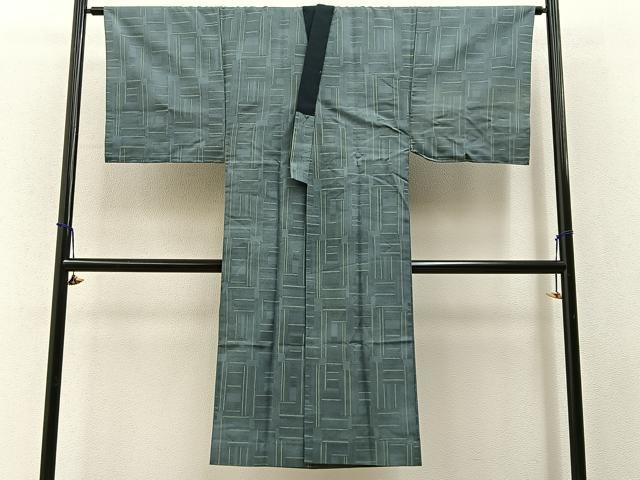 平和屋着物■男性　長襦袢　単衣　幾何学文様　洗える着物　未使用　BAAY3609hj
