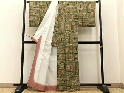 平和屋着物■小紋　幾何学文様　洗える着物　BAAY3612hj