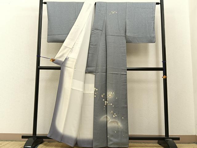 平和屋着物●訪問着　葡萄蔦の葉文　暈し染め　金彩　正絹　逸品　BAAY3613hj