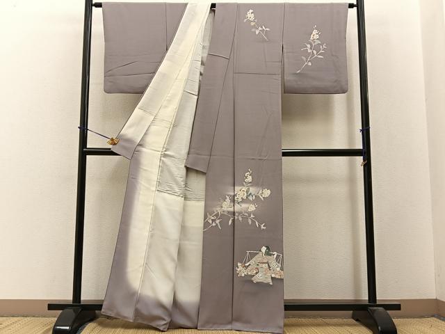 平和屋着物●訪問着　友禅　作家物　人物花文　正絹　逸品　BAAY3617hj