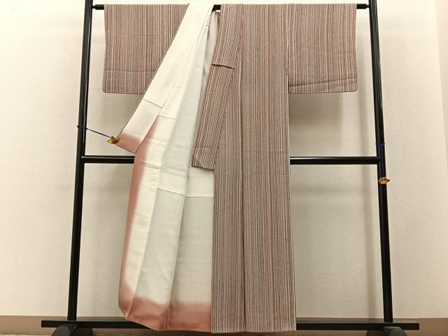 平和屋着物■上質な小紋　縞　正絹　逸品　BAAY3618hj