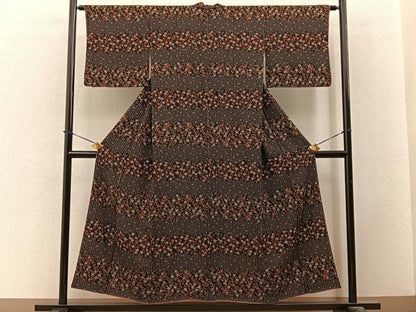 平和屋着物■上質な小紋　舞桜文　正絹　逸品　BAAY3619hj