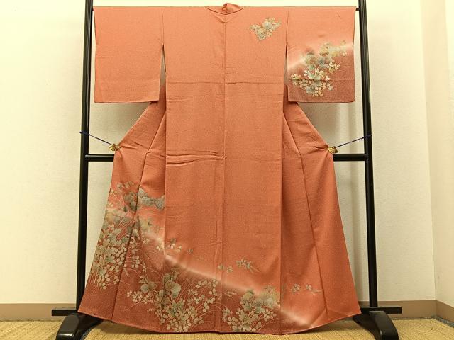平和屋着物■訪問着　秋草文　暈し染め　金銀彩　正絹　逸品　BAAY3620hj
