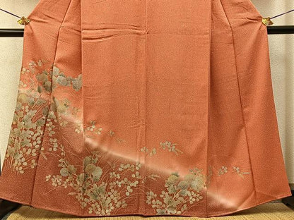 平和屋着物■訪問着　秋草文　暈し染め　金銀彩　正絹　逸品　BAAY3620hj