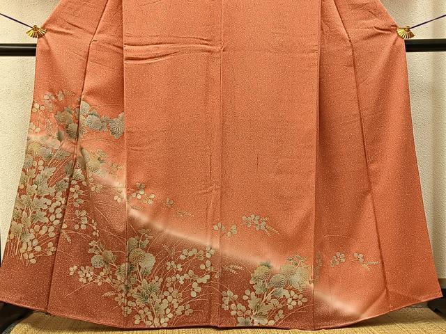 平和屋着物■訪問着　秋草文　暈し染め　金銀彩　正絹　逸品　BAAY3620hj