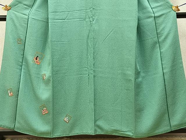 平和屋着物■豪華色留袖　総刺繍　百人一首　金糸　正絹　逸品　BAAY3621hj