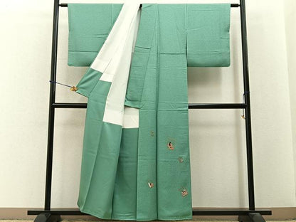 平和屋着物■豪華色留袖　総刺繍　百人一首　金糸　正絹　逸品　BAAY3621hj